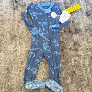 Dinosaur Print Blue Kids One Piece Pajama